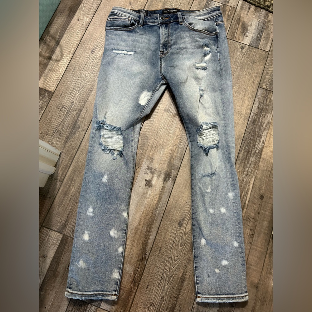 Cult of Individuality Faded Blue Ripped Skinny Jeans